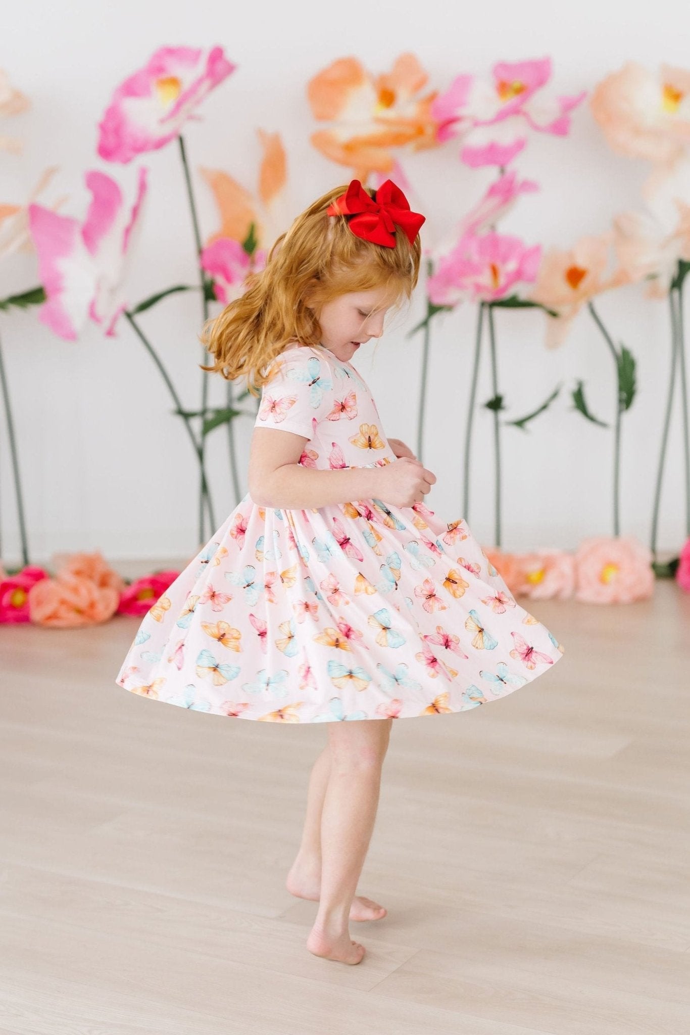 Butterfly Kisses S/S Pocket Twirl Dress - Blissfully Lavender BoutiqueMila & Rose ®