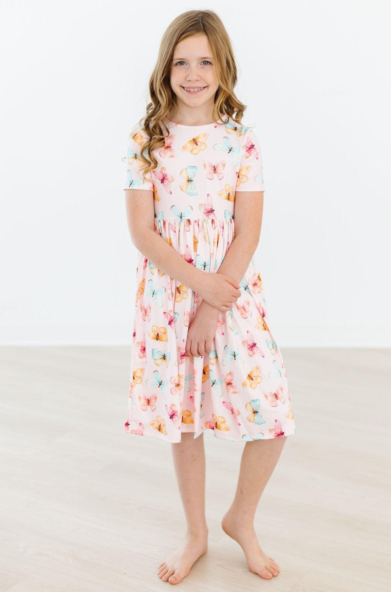 Butterfly Kisses S/S Pocket Twirl Dress - Blissfully Lavender BoutiqueMila & Rose ®