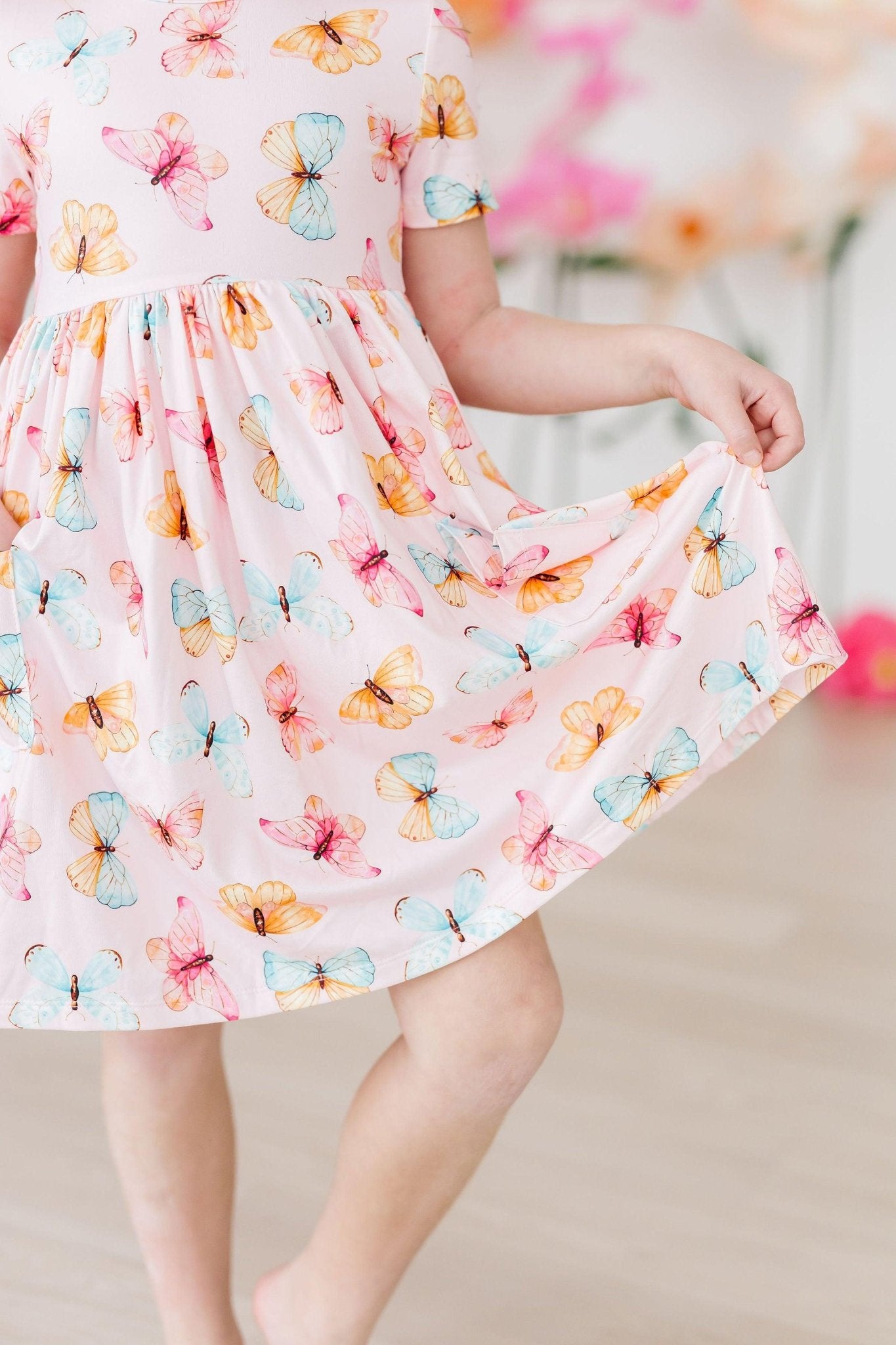 Butterfly Kisses S/S Pocket Twirl Dress - Blissfully Lavender BoutiqueMila & Rose ®