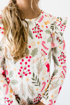 Holly Jolly Christmas Long Sleeve Ruffle Tee