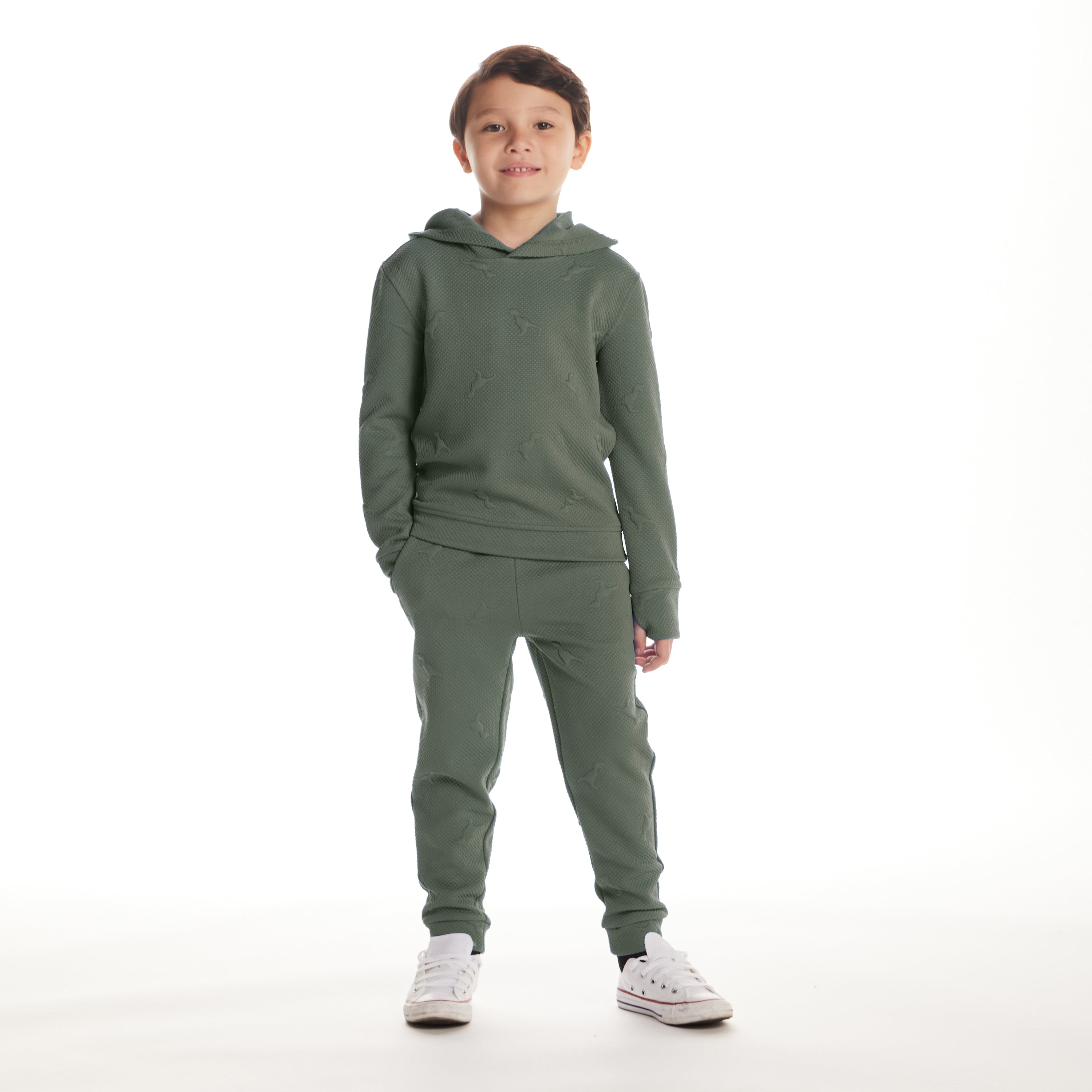 Kids Embossed Lounge Set | Green Dino