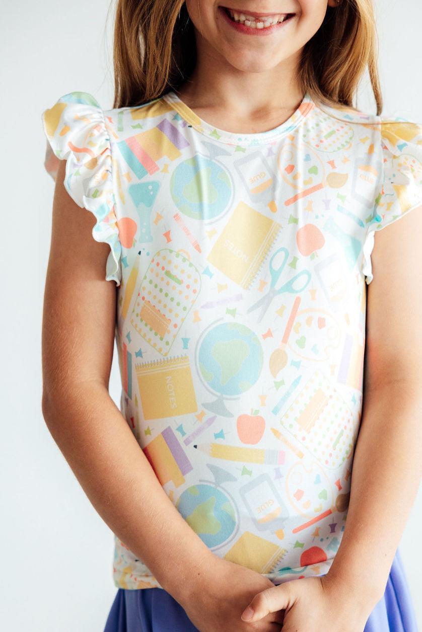 Campus Cutie S/S Ruffle Tee - Blissfully Lavender BoutiqueMila & Rose ®