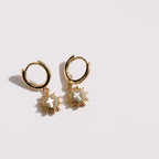 Monstrance Pearl Huggie Earrings