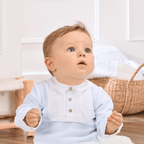 CHARLES | Boys Blue Velour Babygrow