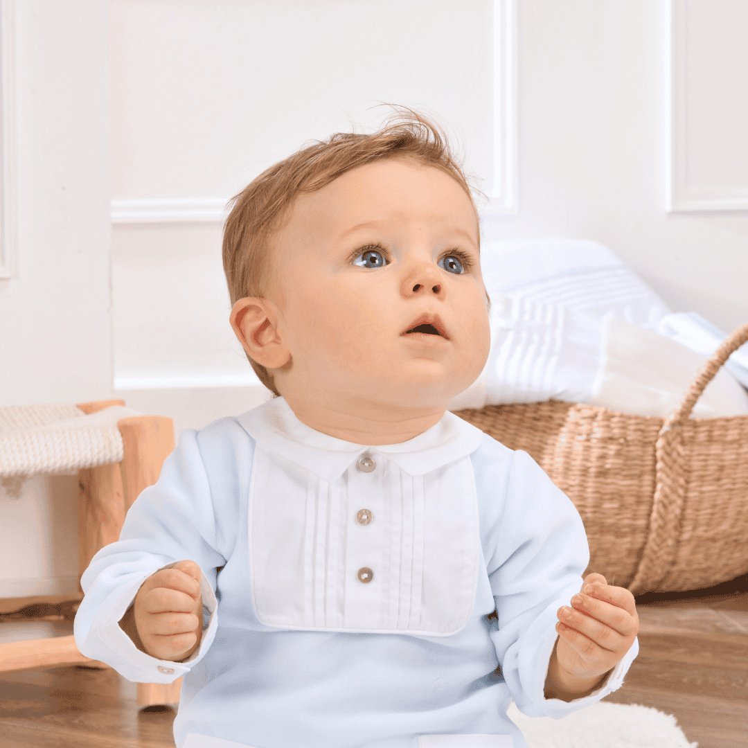 CHARLES | Boys Blue Velour Babygrow