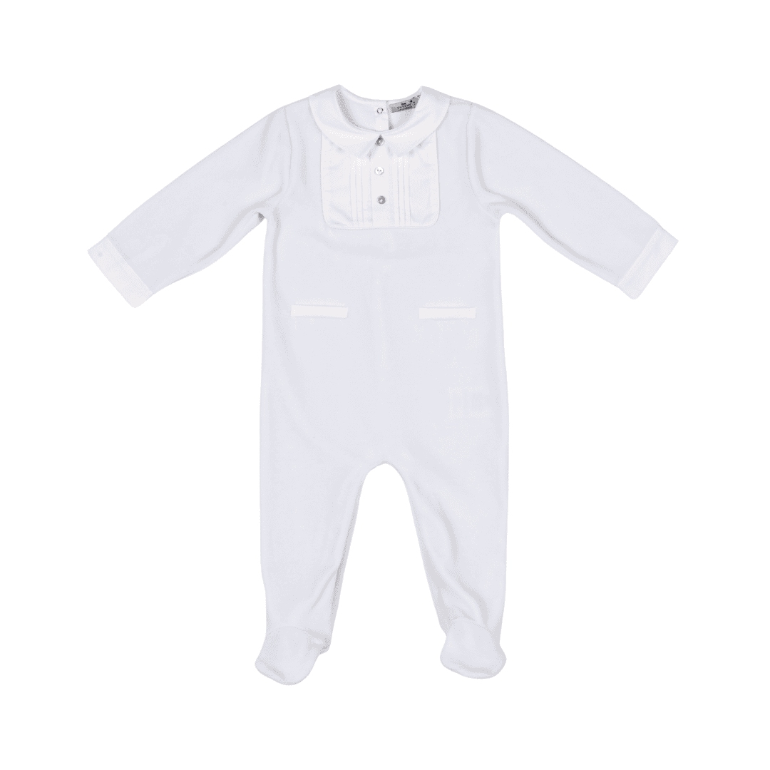 CHARLES | Boys Blue Velour Babygrow