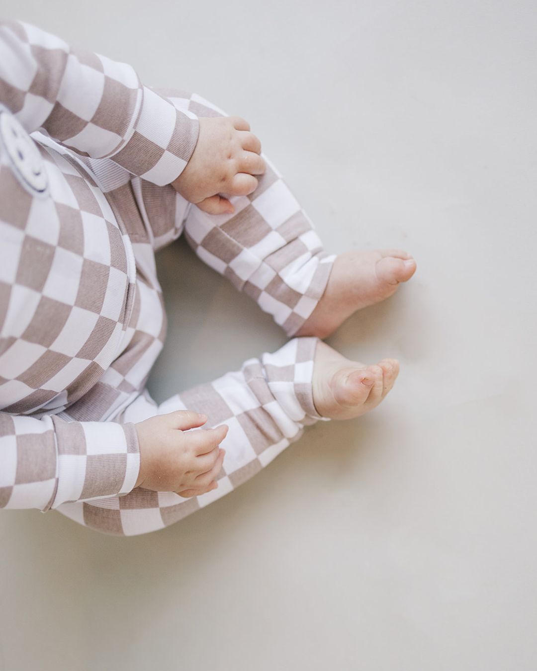 Boys Latte Checkered Smiley Lounge Set
