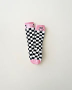 Checkered Smiley Socks | Pink