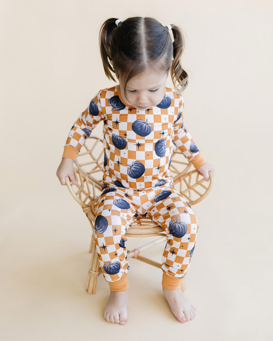 Checkered Pumpkin Bamboo Two Piece Set