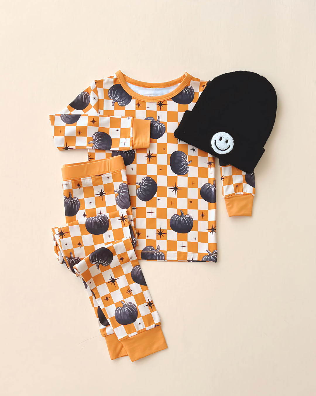 Checkered Pumpkin Bamboo Two Piece Set