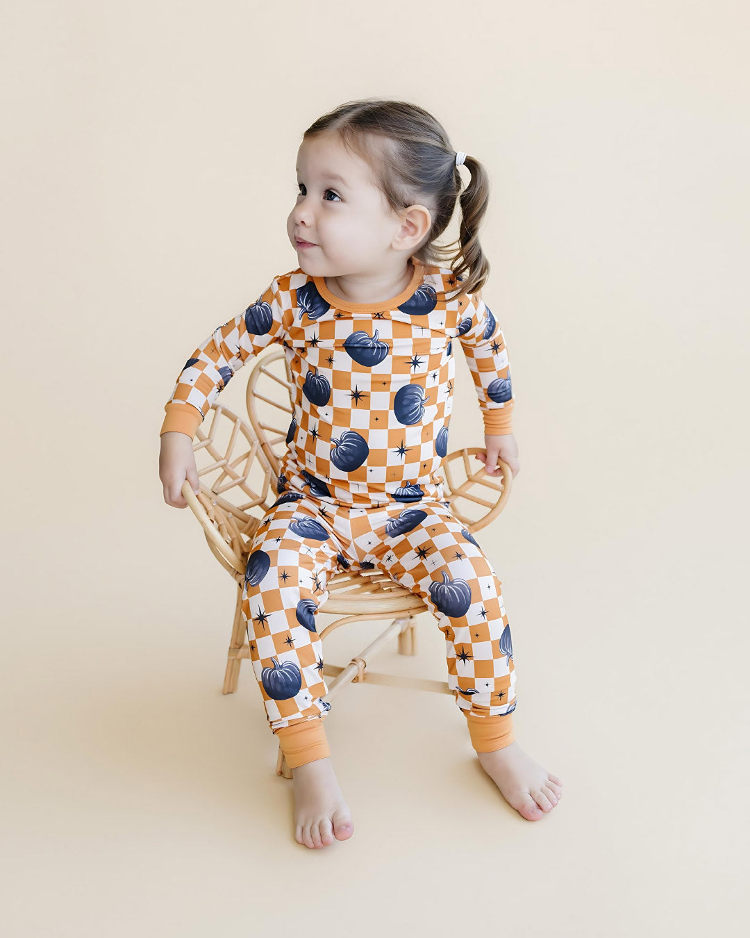 Checkered Pumpkin Bamboo Two Piece Set