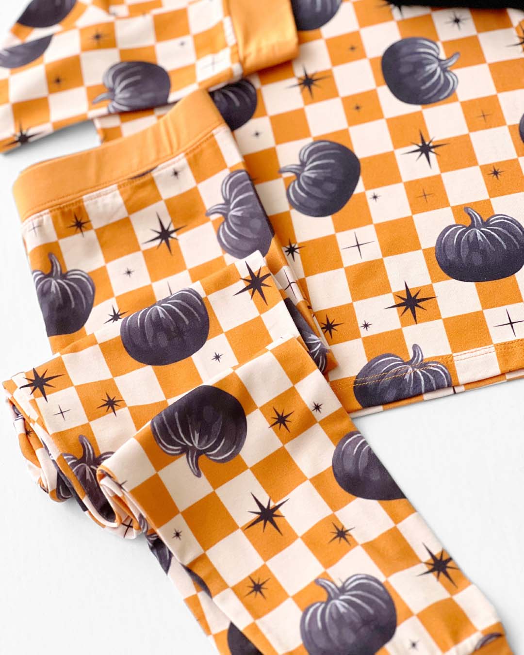 Checkered Pumpkin Bamboo Two Piece Set