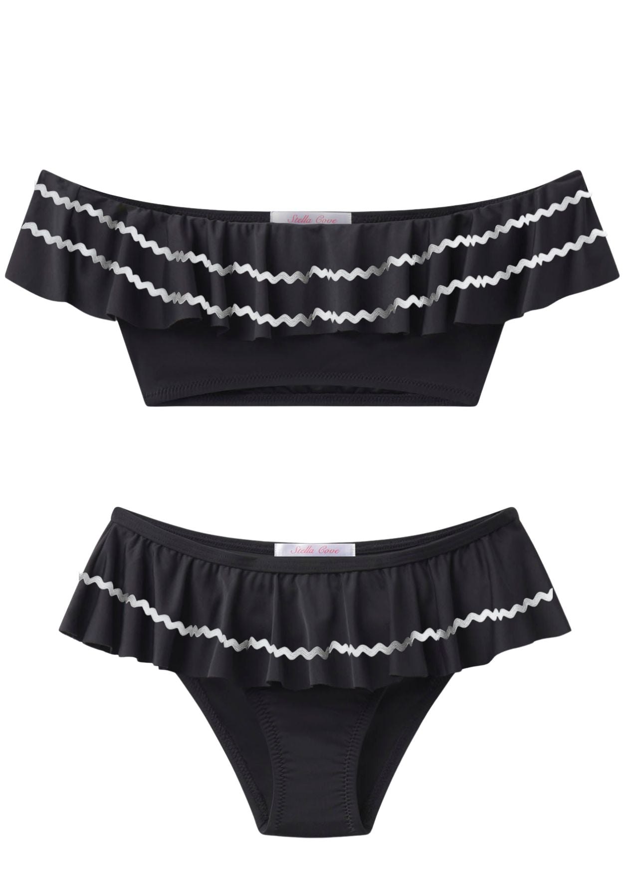 Black Bikini with White Ric Rac Trim
