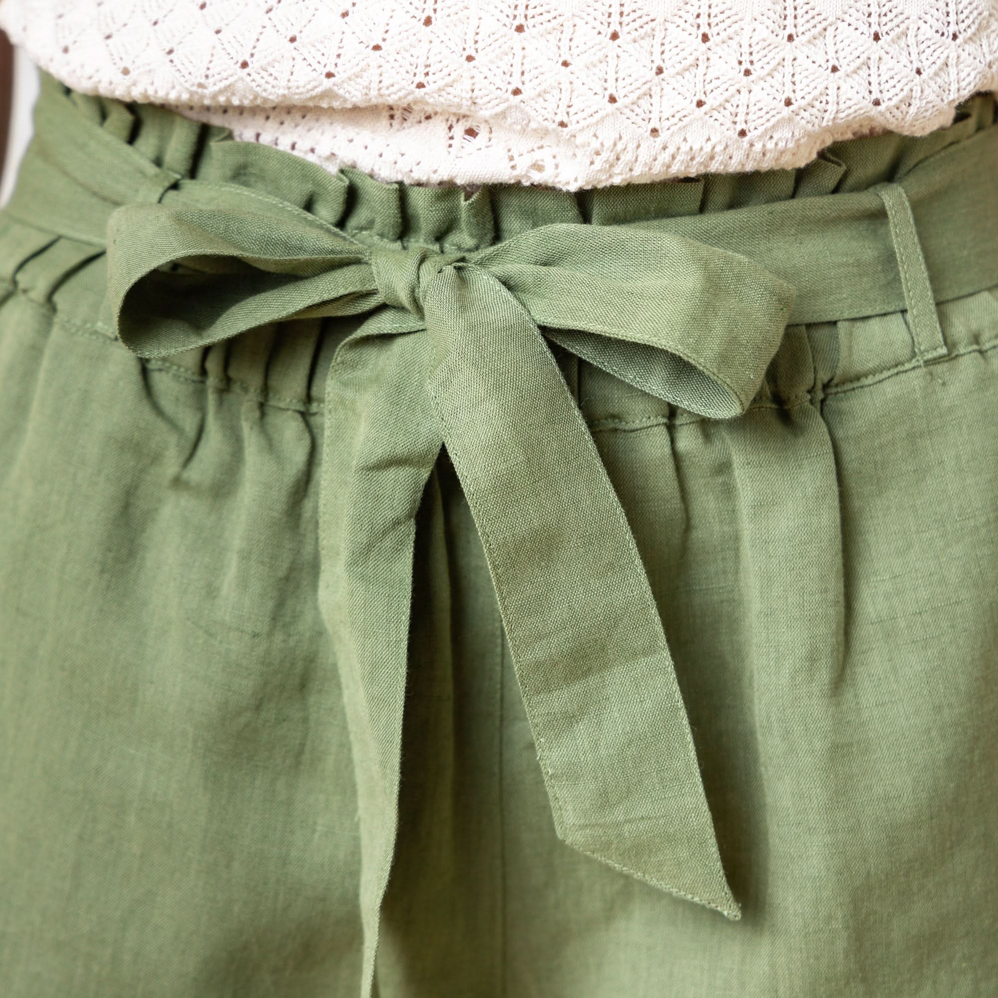 Cinched Waist Short - Olive Linen - Blissfully Lavender BoutiqueHope & Henry