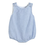 Classic Dark Blue Seersucker Baby Bubble Romper - Blissfully Lavender BoutiqueLil Cactus