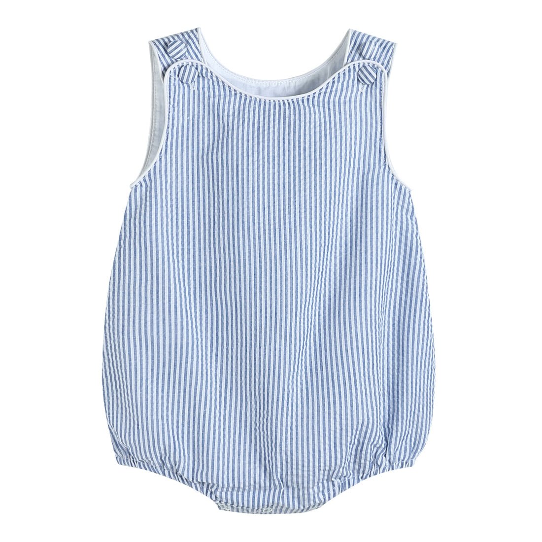 Classic Dark Blue Seersucker Baby Bubble Romper - Blissfully Lavender BoutiqueLil Cactus