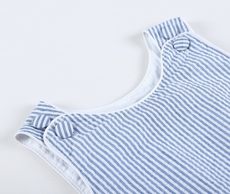 Classic Dark Blue Seersucker Baby Bubble Romper - Blissfully Lavender BoutiqueLil Cactus