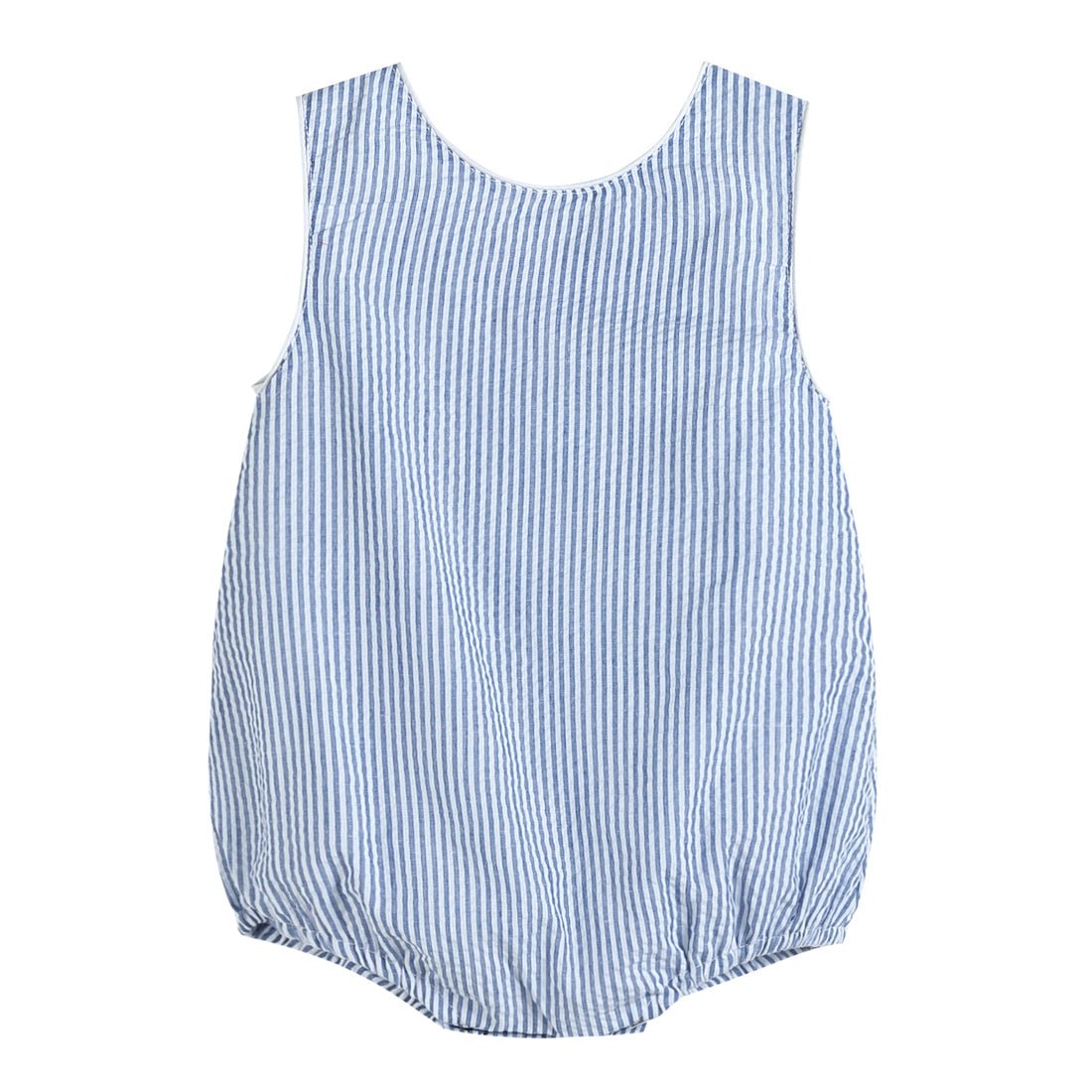 Classic Dark Blue Seersucker Baby Bubble Romper - Blissfully Lavender BoutiqueLil Cactus