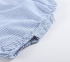 Classic Dark Blue Seersucker Baby Bubble Romper - Blissfully Lavender BoutiqueLil Cactus