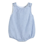 Classic Dark Blue Seersucker Bubble Romper