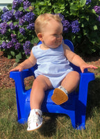 Classic Light Blue Seersucker Bubble Romper