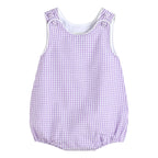 Classic Purple Gingham Bubble Romper
