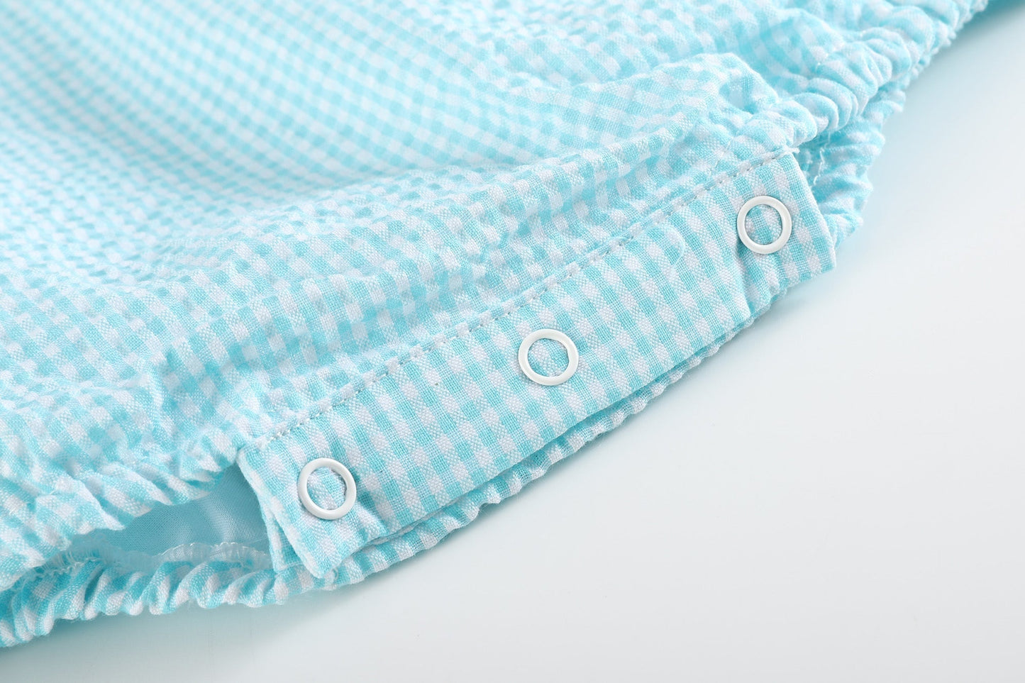 Classic Turquoise Seersucker Basic Bubble Romper - Blissfully Lavender BoutiqueLil Cactus