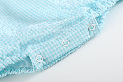 Classic Turquoise Seersucker Basic Bubble Romper - Blissfully Lavender BoutiqueLil Cactus