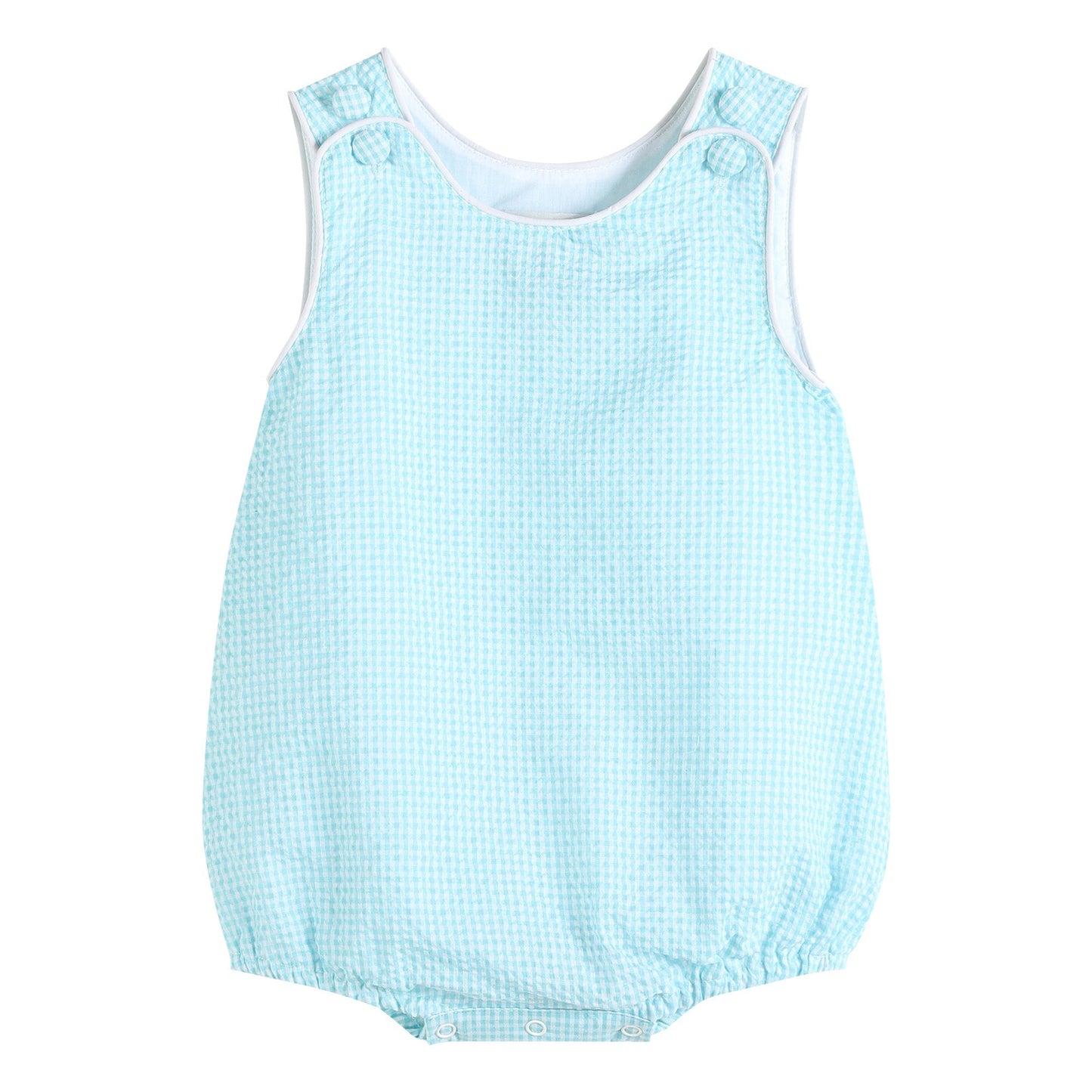 Classic Turquoise Seersucker Basic Bubble Romper - Blissfully Lavender BoutiqueLil Cactus