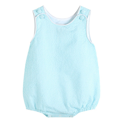 Classic Turquoise Seersucker Basic Bubble Romper - Blissfully Lavender BoutiqueLil Cactus