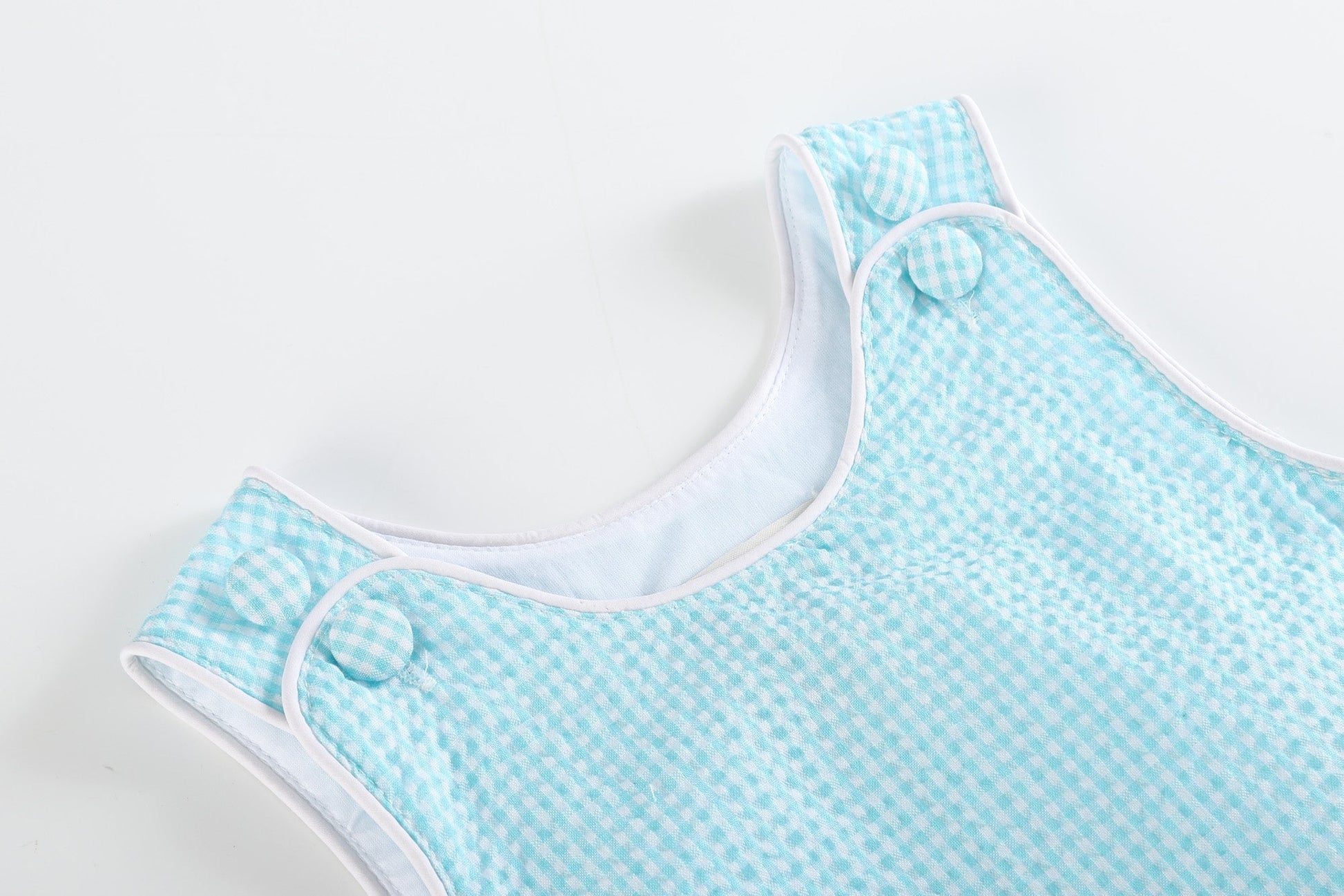 Classic Turquoise Seersucker Basic Bubble Romper - Blissfully Lavender BoutiqueLil Cactus
