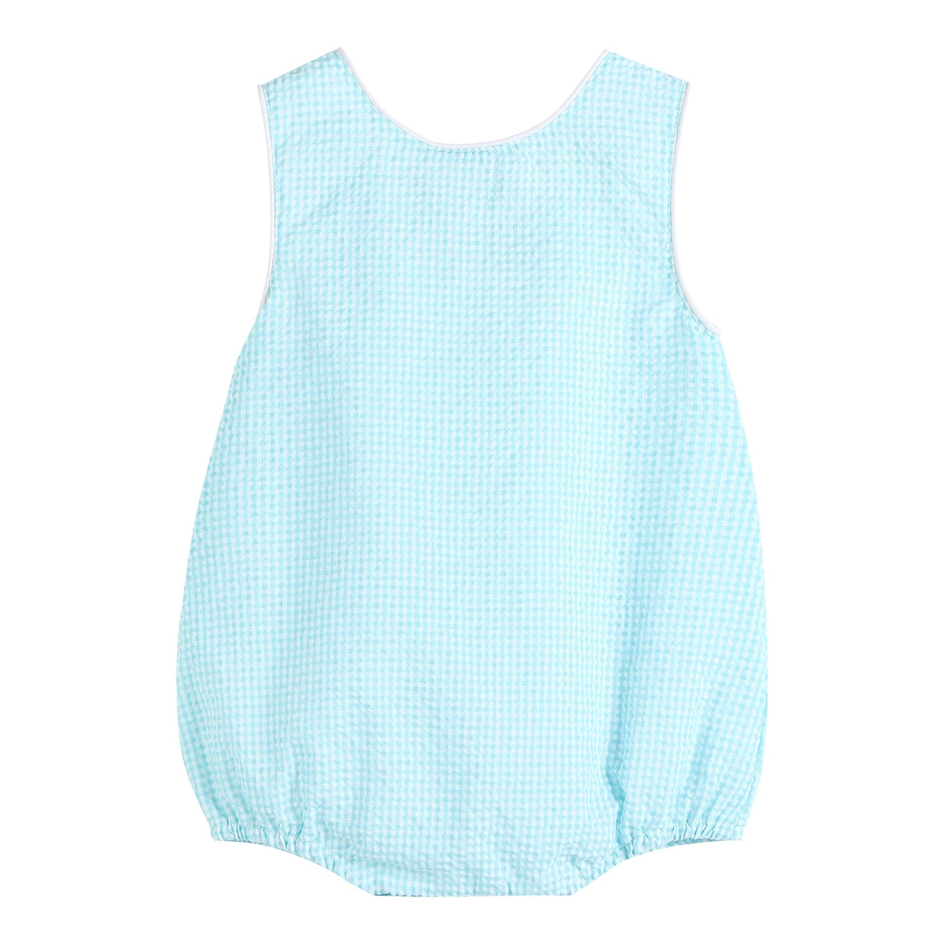 Classic Turquoise Seersucker Basic Bubble Romper - Blissfully Lavender BoutiqueLil Cactus