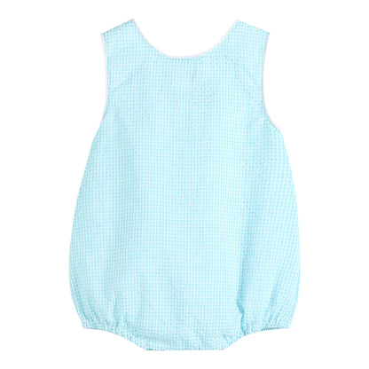 Classic Turquoise Seersucker Basic Bubble Romper - Blissfully Lavender BoutiqueLil Cactus