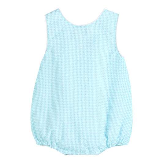Classic Turquoise Seersucker Basic Bubble Romper - Blissfully Lavender BoutiqueLil Cactus
