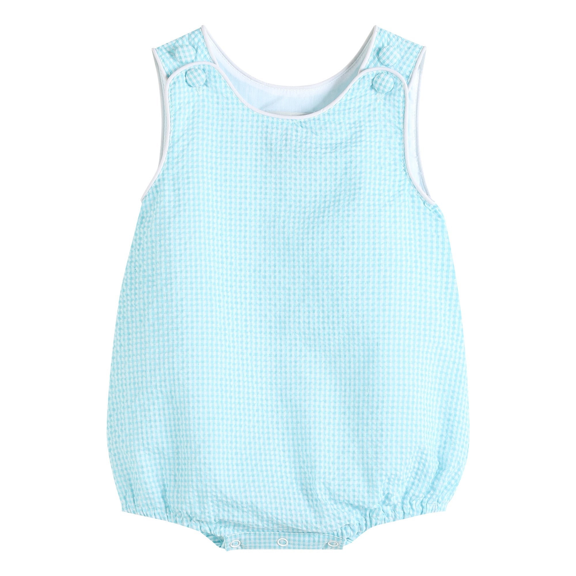 Classic Turquoise Seersucker Basic Bubble Romper