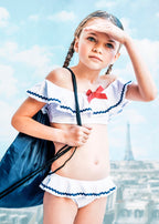 Sailor Bikini with Blue Ricrac & Red Bow