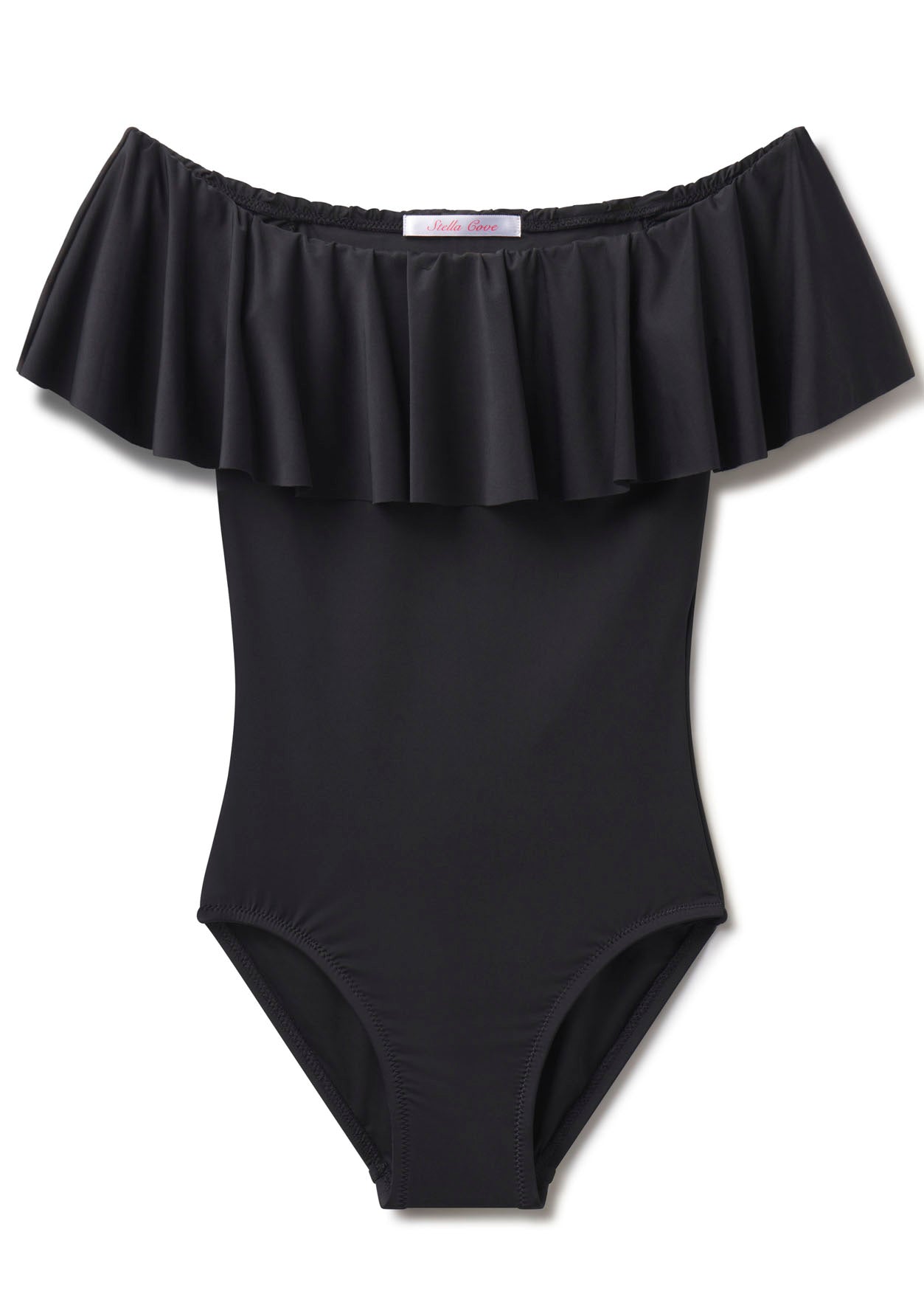 Black Ruffle One-Piece Swimsuit