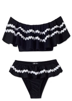 Black Bikini with White Ric Rac Trim