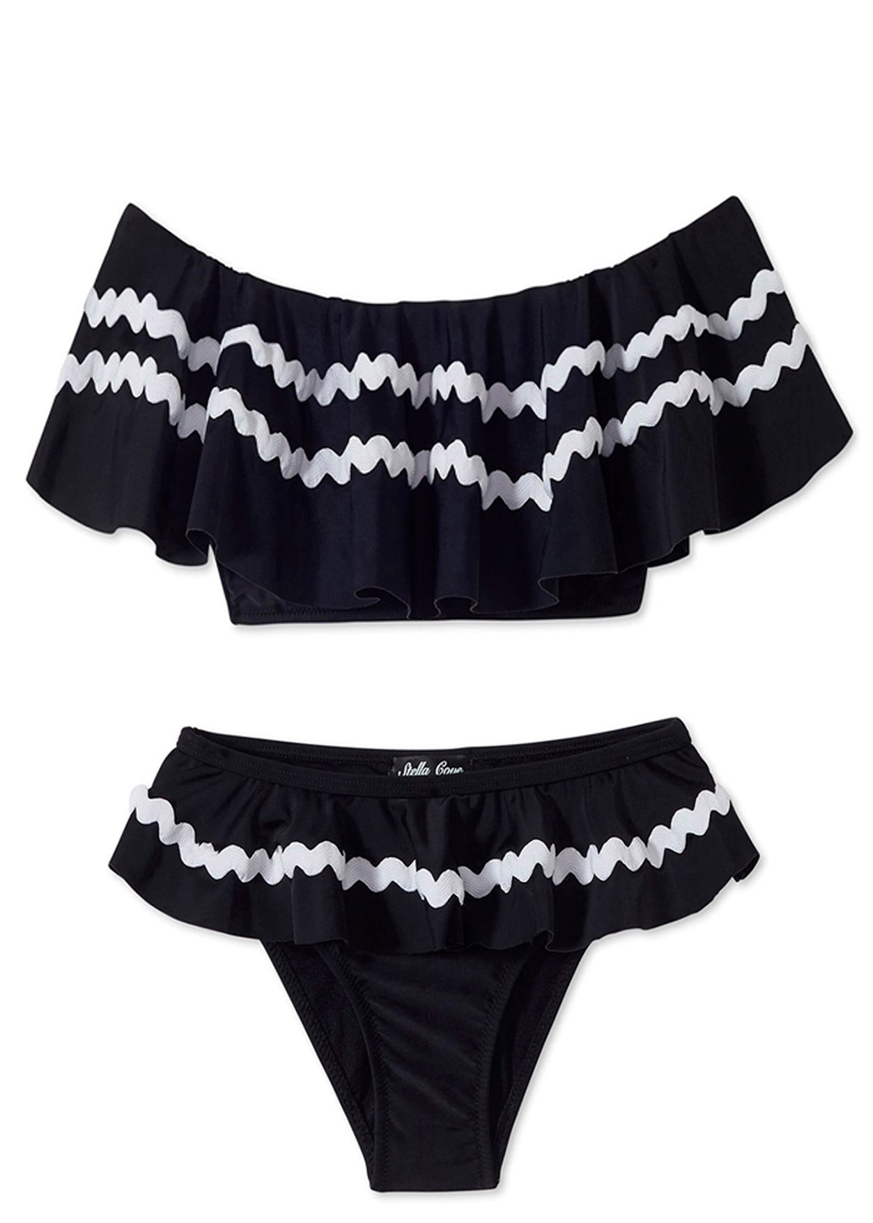 Black Bikini with White Ric Rac Trim