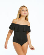 Black Ruffle One-Piece Swimsuit