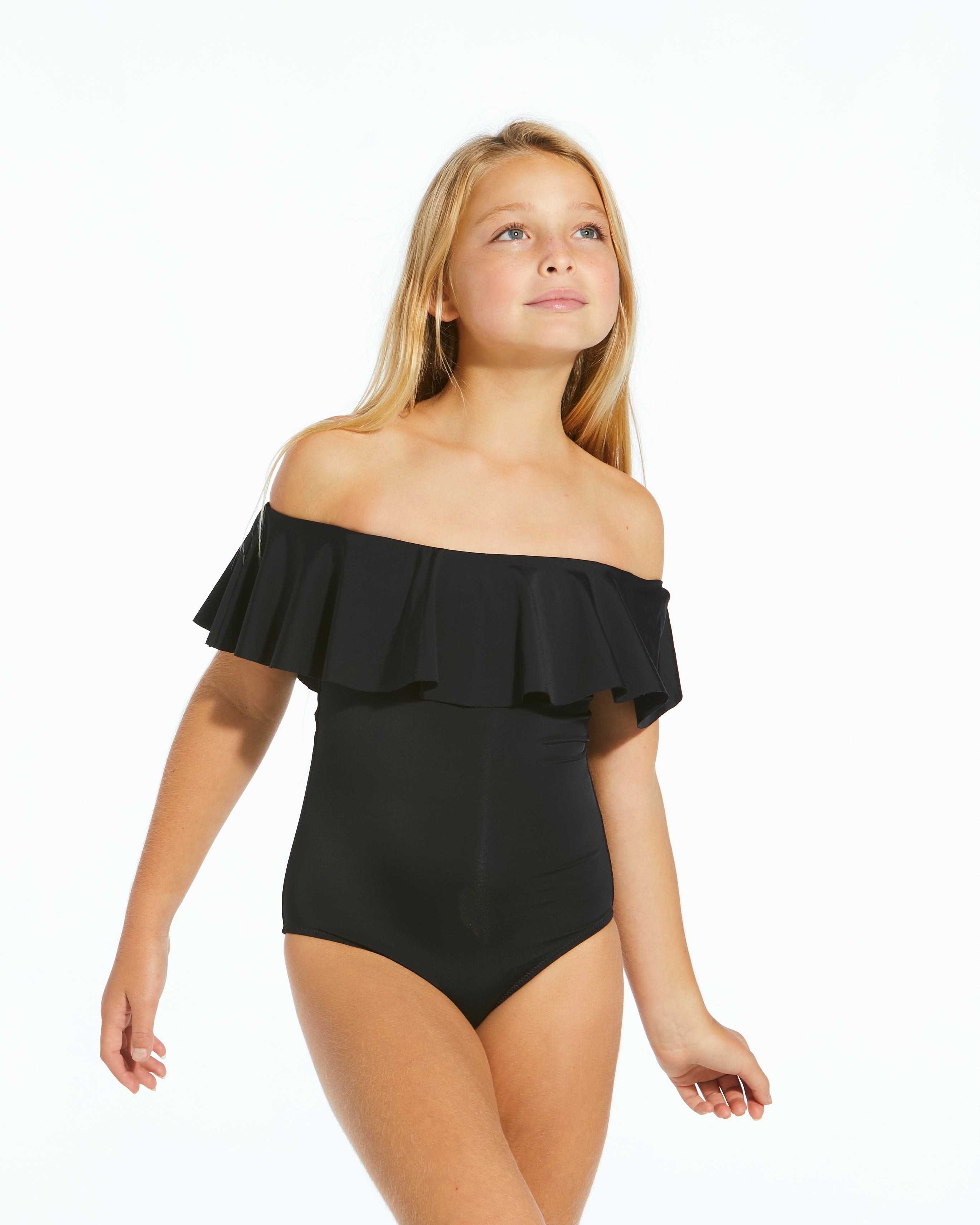 Black Ruffle One-Piece Swimsuit