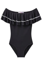 Black Ric Rac Off-Shoulder Swimsuit