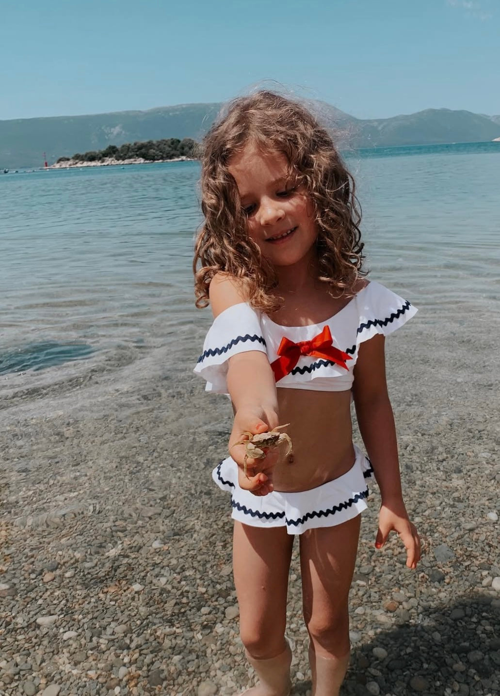 Sailor Bikini with Blue Ricrac & Red Bow