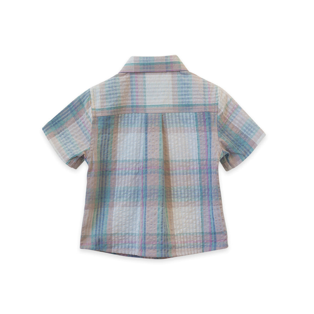 Boys Arctic Blue Seersucker Collar Shirt