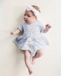 Baby Girl Blue Daisy Cotton Peplum Set