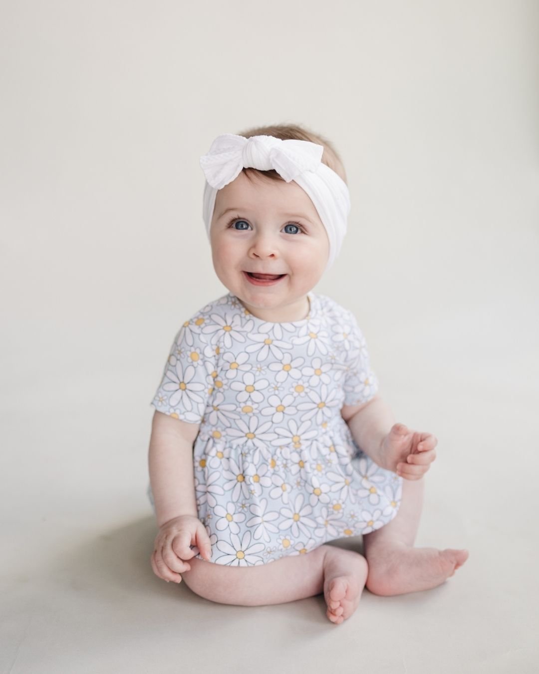 Baby Girl Blue Daisy Cotton Peplum Set