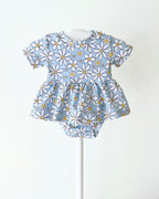 Baby Girl Blue Daisy Cotton Peplum Set