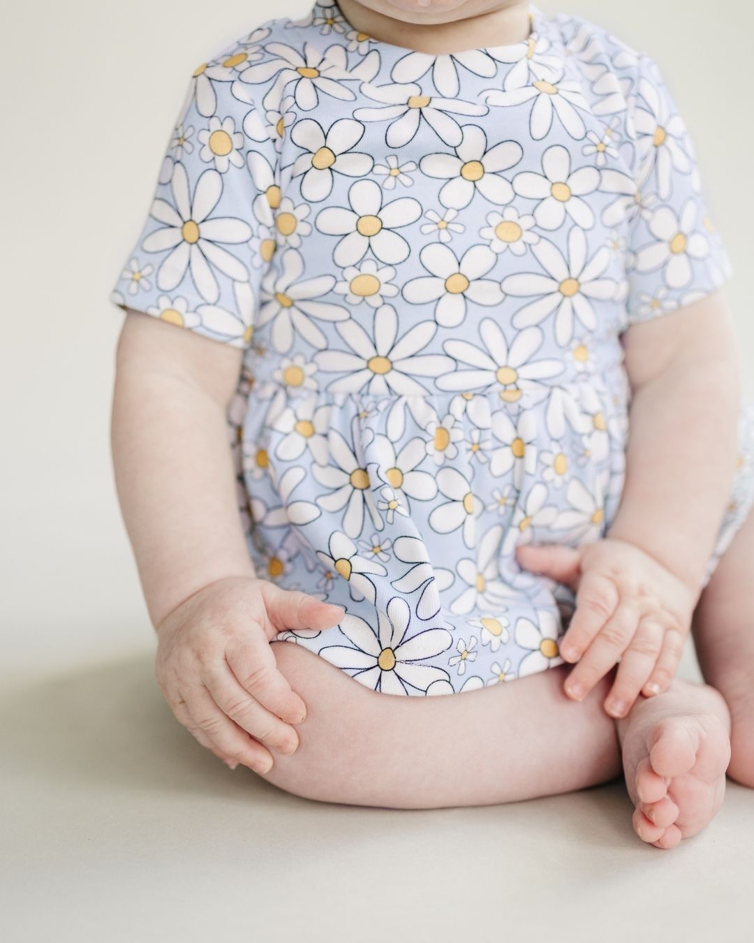 Baby Girl Blue Daisy Cotton Peplum Set
