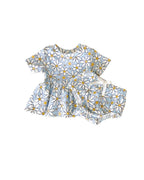 Baby Girl Blue Daisy Cotton Peplum Set