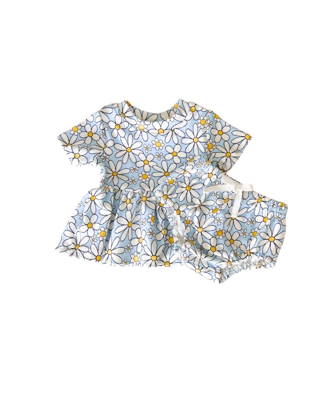Baby Girl Blue Daisy Cotton Peplum Set